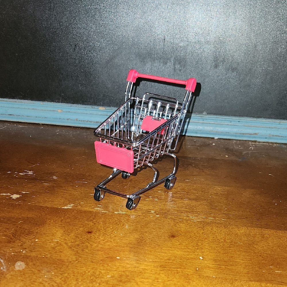 Mini Pink Toy Shopping Cart for Kids